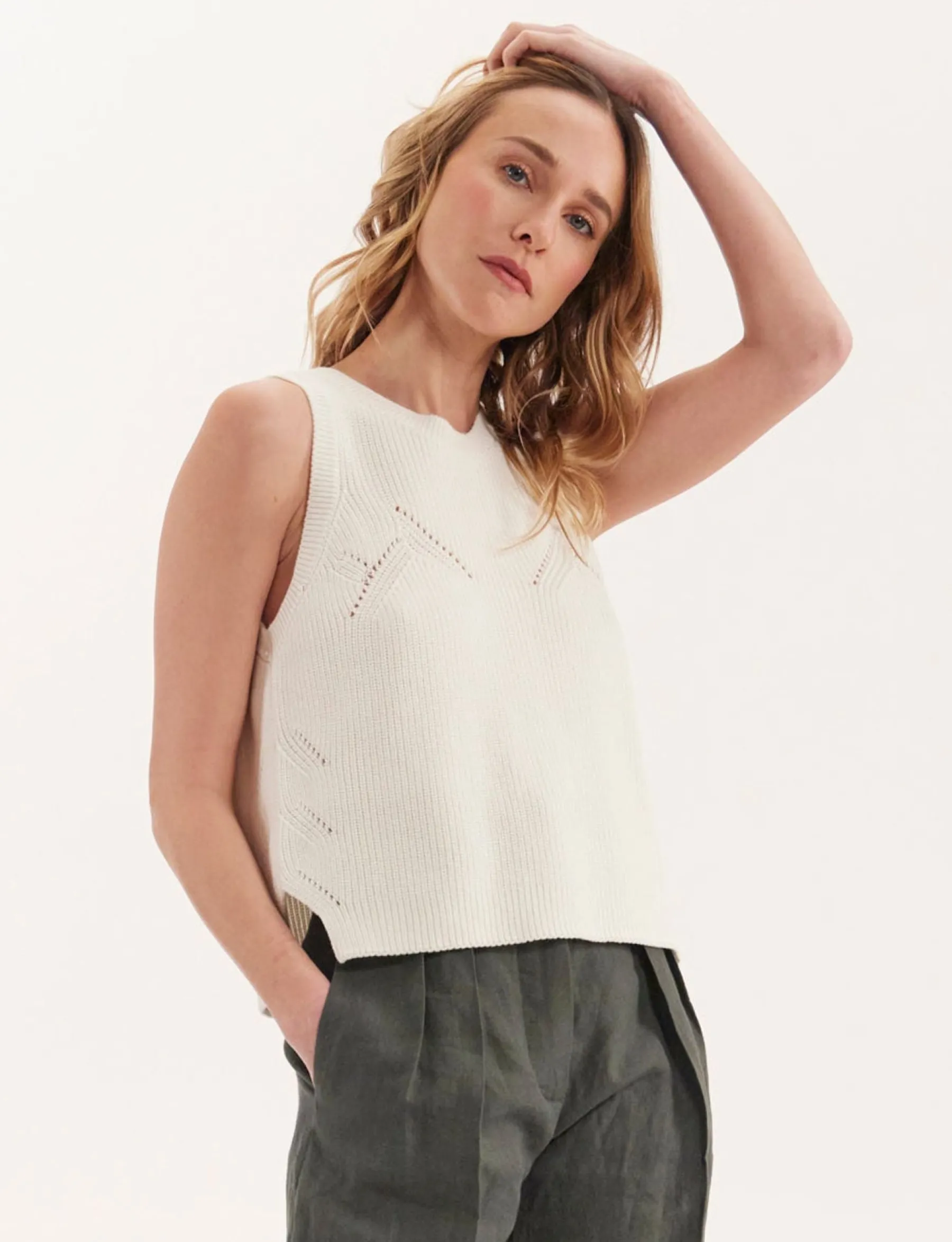 Clearance Ines de la Fressange Paris Agatha ecru sleeveless jumper