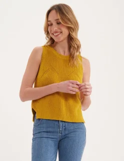 Flash Sale Ines de la Fressange Paris Agatha mustard sleeveless jumper