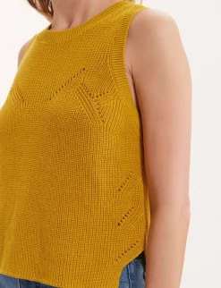 Flash Sale Ines de la Fressange Paris Agatha mustard sleeveless jumper