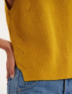 Flash Sale Ines de la Fressange Paris Agatha mustard sleeveless jumper