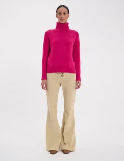 Best Sale Ines de la Fressange Paris Aiden turtleneck jumper in fuchsia wool and cashmere