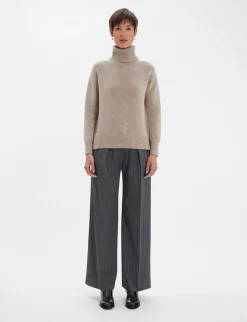 Best Sale Ines de la Fressange Paris Aiden turtleneck jumper in beige wool and cashmere