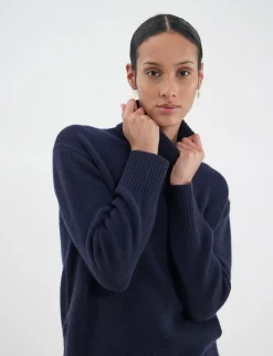 Online Ines de la Fressange Paris Aiden wool and cashmere turtleneck jumper Navy blue