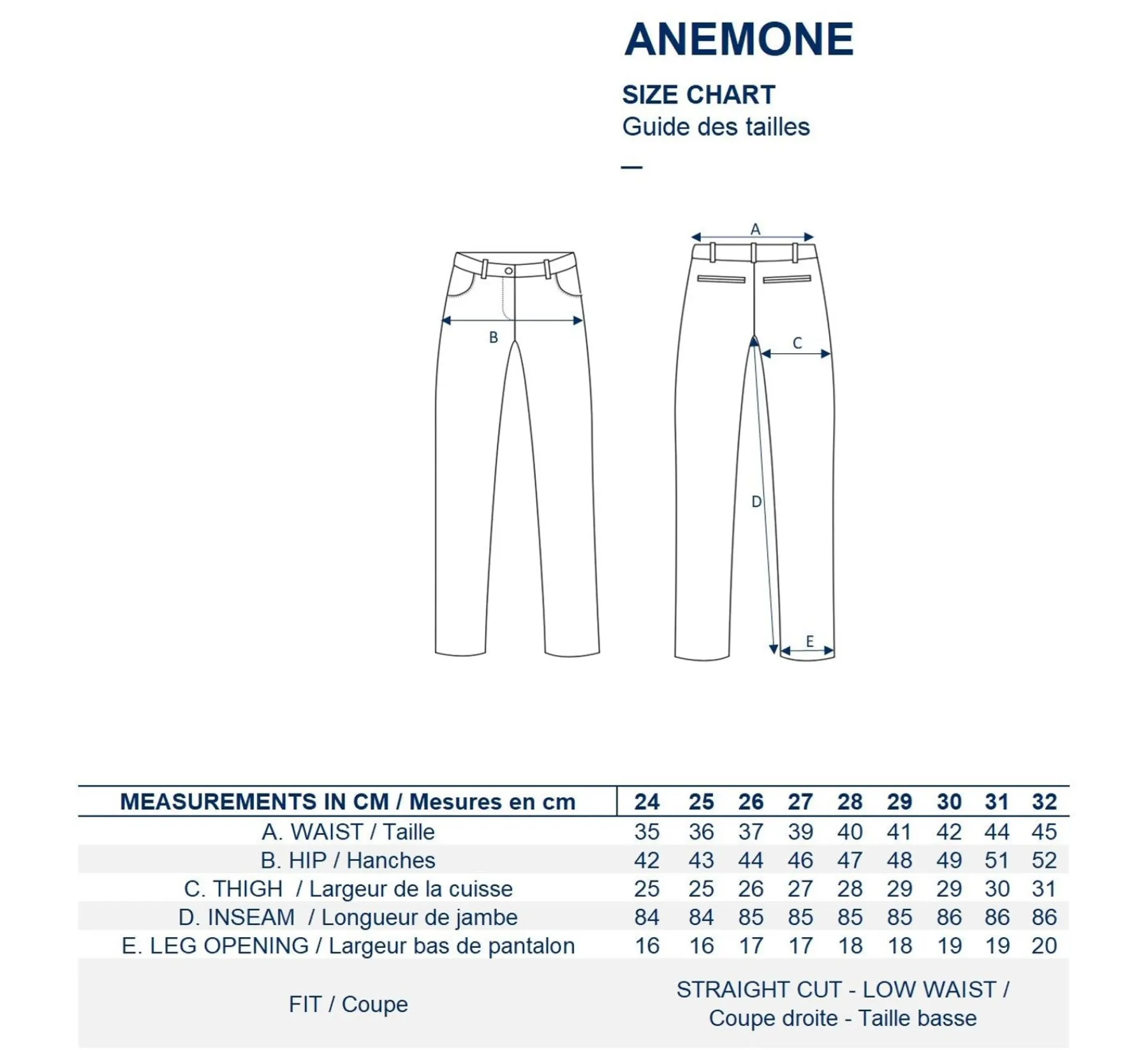 New Ines de la Fressange Paris Anemone jeans in navy blue cotton x Notify