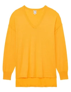 Discount Ines de la Fressange Paris Anton yellow cashmere V-neck jumper