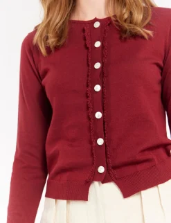 Store Ines de la Fressange Paris April burgundy cardigan