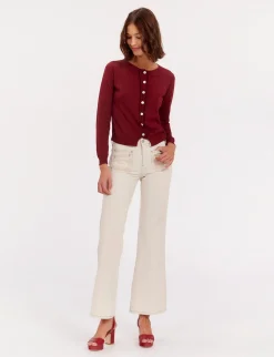Store Ines de la Fressange Paris April burgundy cardigan