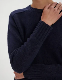 Sale Ines de la Fressange Paris Arthur jumper in navy wool and cashmere