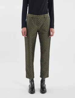 Online Ines de la Fressange Paris Audrey black and gold jacquard weave trousers