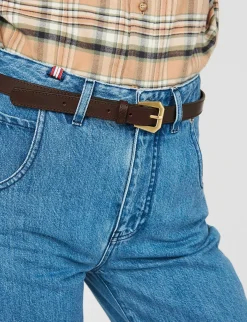 Online Ines de la Fressange Paris Augustine brown leather belt