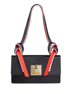 Shop Ines de la Fressange Paris Bag Béatrice Baguette black leather tricolour