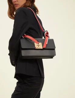 Shop Ines de la Fressange Paris Bag Béatrice Baguette black leather tricolour