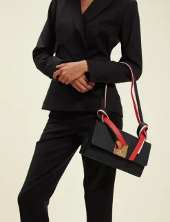 Shop Ines de la Fressange Paris Bag Béatrice Baguette black leather tricolour