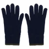 Fashion Ines de la Fressange Paris Bahia gloves in navy knit, khaki mesh