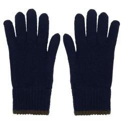 Fashion Ines de la Fressange Paris Bahia gloves in navy knit, khaki mesh