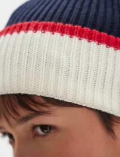 Best Ines de la Fressange Paris Bahia gloves in navy knit, red mesh