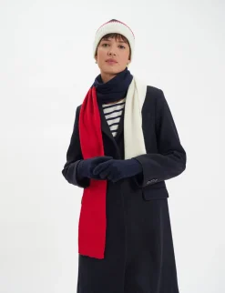 Best Ines de la Fressange Paris Bahia gloves in navy knit, red mesh