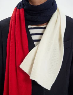 Best Ines de la Fressange Paris Bahia gloves in navy knit, red mesh