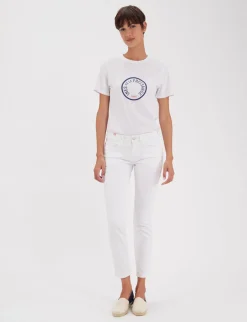 Hot Ines de la Fressange Paris Bamboo slim fit white cotton jeans x Notify