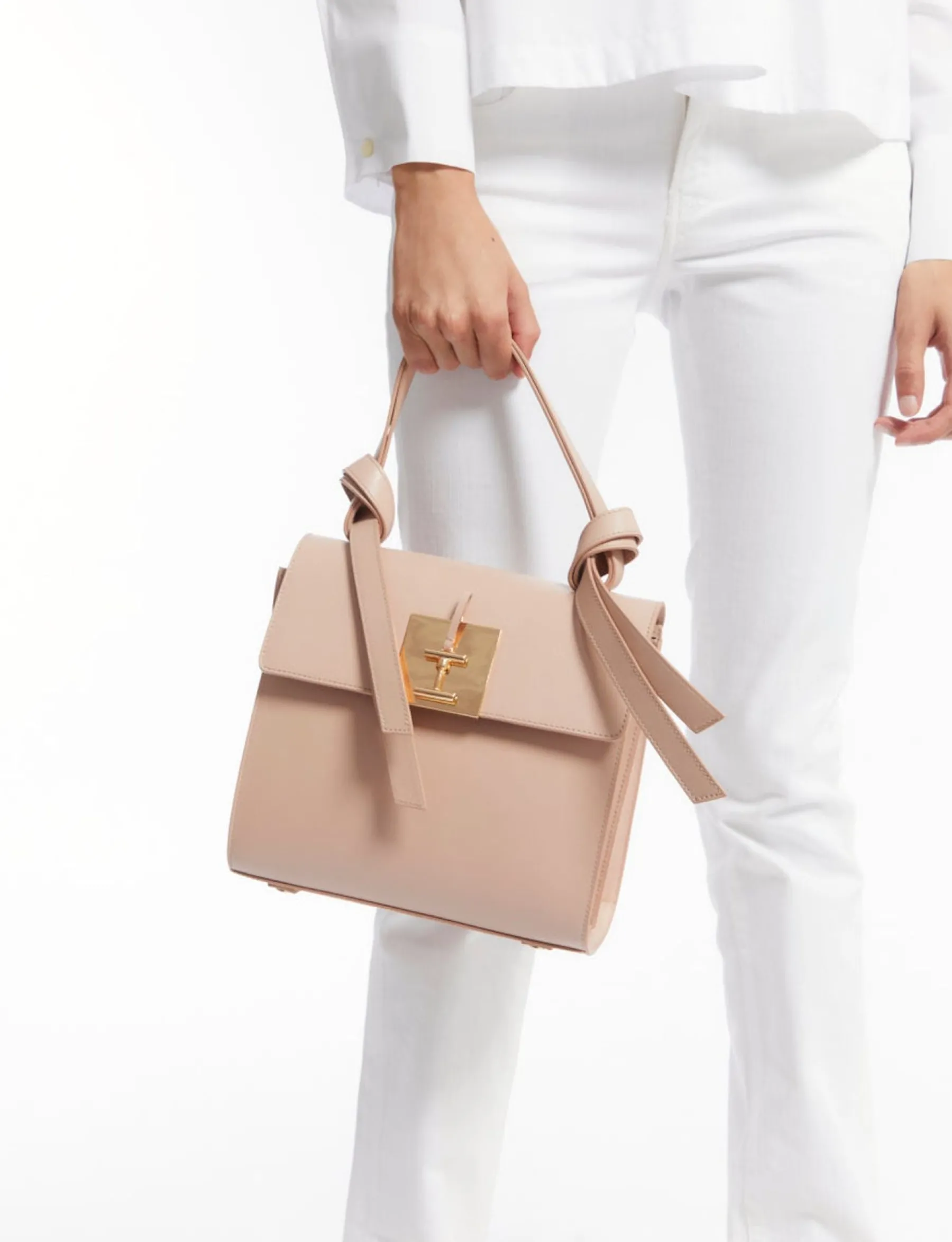 Fashion Ines de la Fressange Paris Béatrice beige/pink leather bag