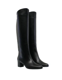 New Ines de la Fressange Paris Black leather heeled boot