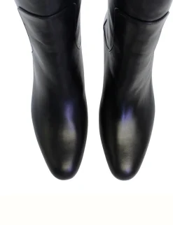 New Ines de la Fressange Paris Black leather heeled boot