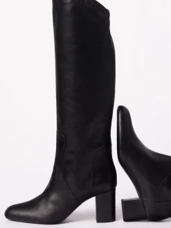 New Ines de la Fressange Paris Black leather heeled boot
