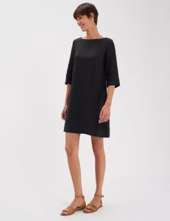 Hot Ines de la Fressange Paris Black linen Megane dress