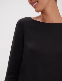 Hot Ines de la Fressange Paris Black linen Megane dress