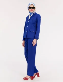 Discount Ines de la Fressange Paris Blue Flipper jacket