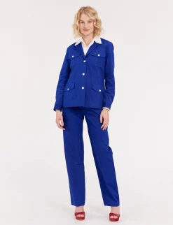 Discount Ines de la Fressange Paris Blue Flipper jacket