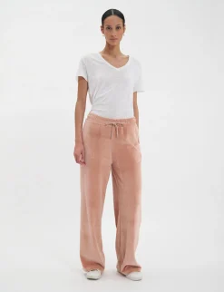 New Ines de la Fressange Paris Britney jogging bottoms in powder pink velvet