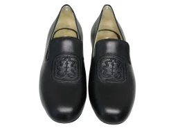 Outlet Ines de la Fressange Paris Callie embroidered loafer in black leather