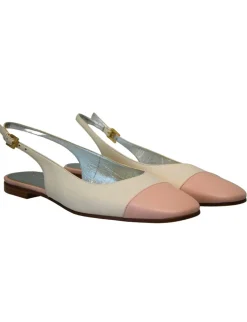 New Ines de la Fressange Paris Celia cream and nude slingback ballerina