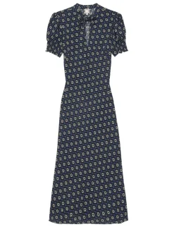 Outlet Ines de la Fressange Paris Cerise blue print dress