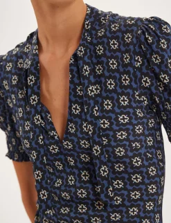 Outlet Ines de la Fressange Paris Cerise blue print dress