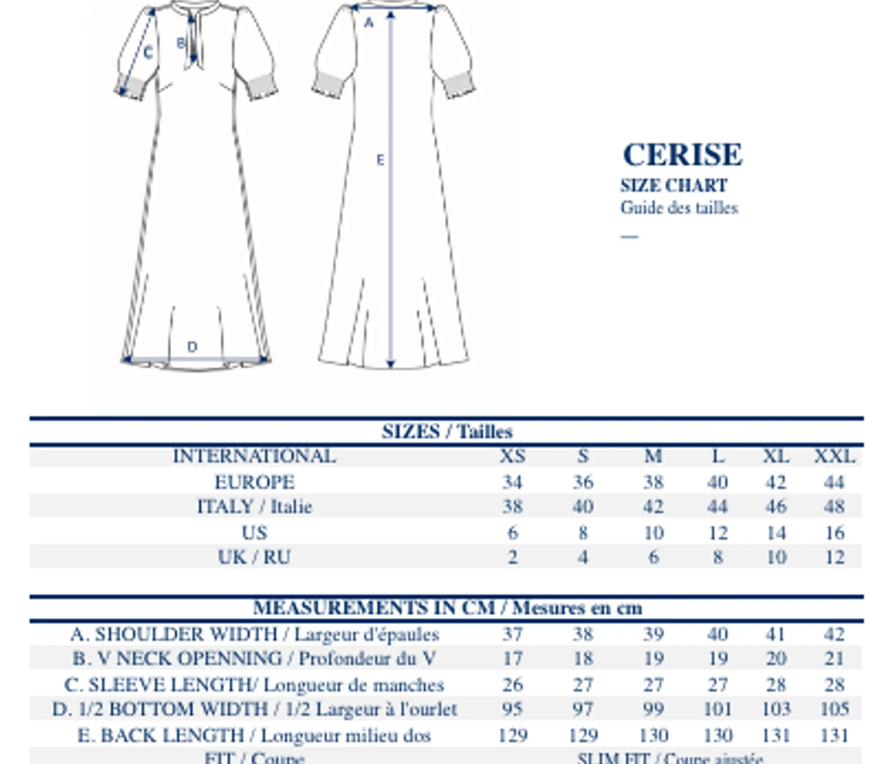 Fashion Ines de la Fressange Paris Cerise long navy blue dress