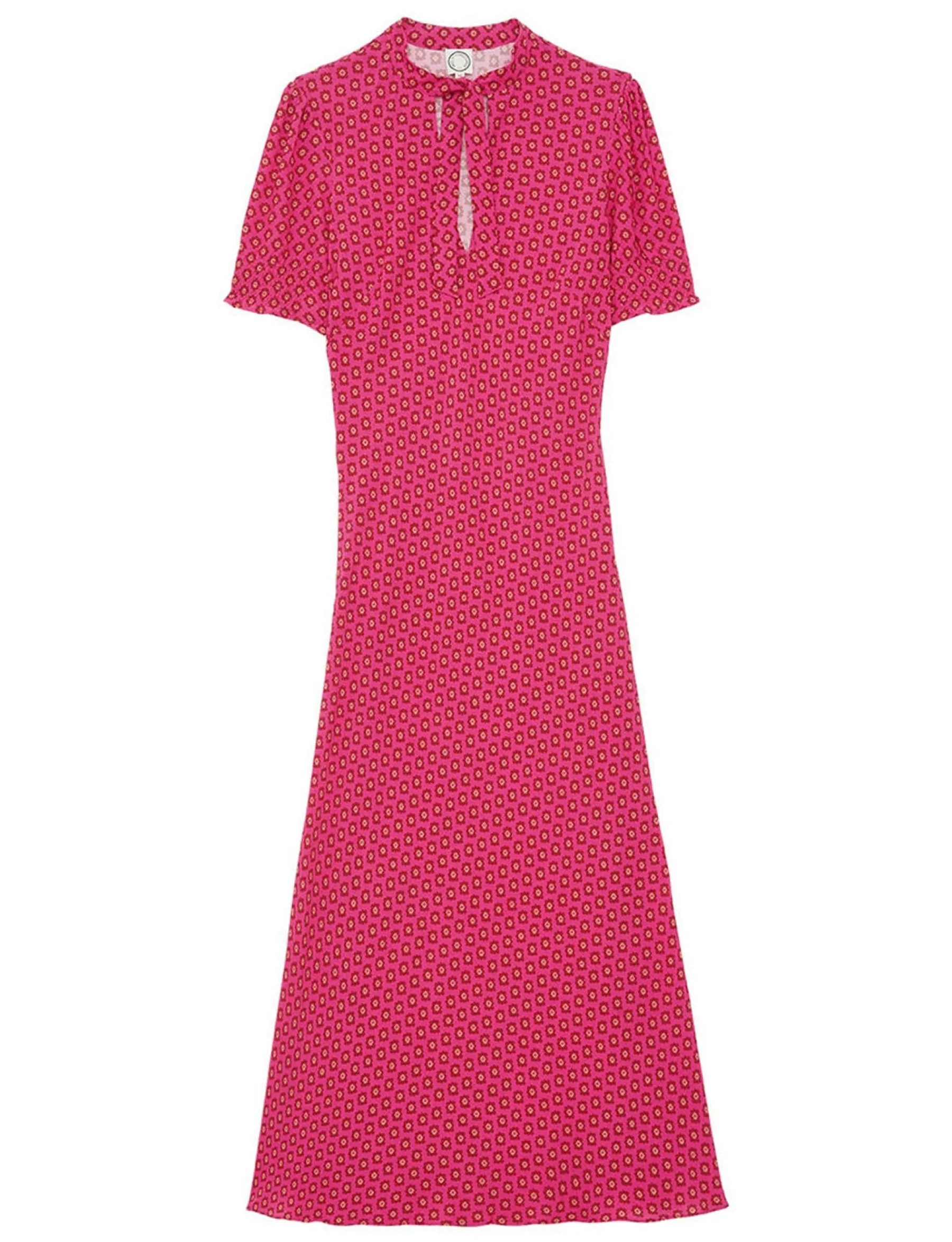 Clearance Ines de la Fressange Paris Cerise long pink print dress