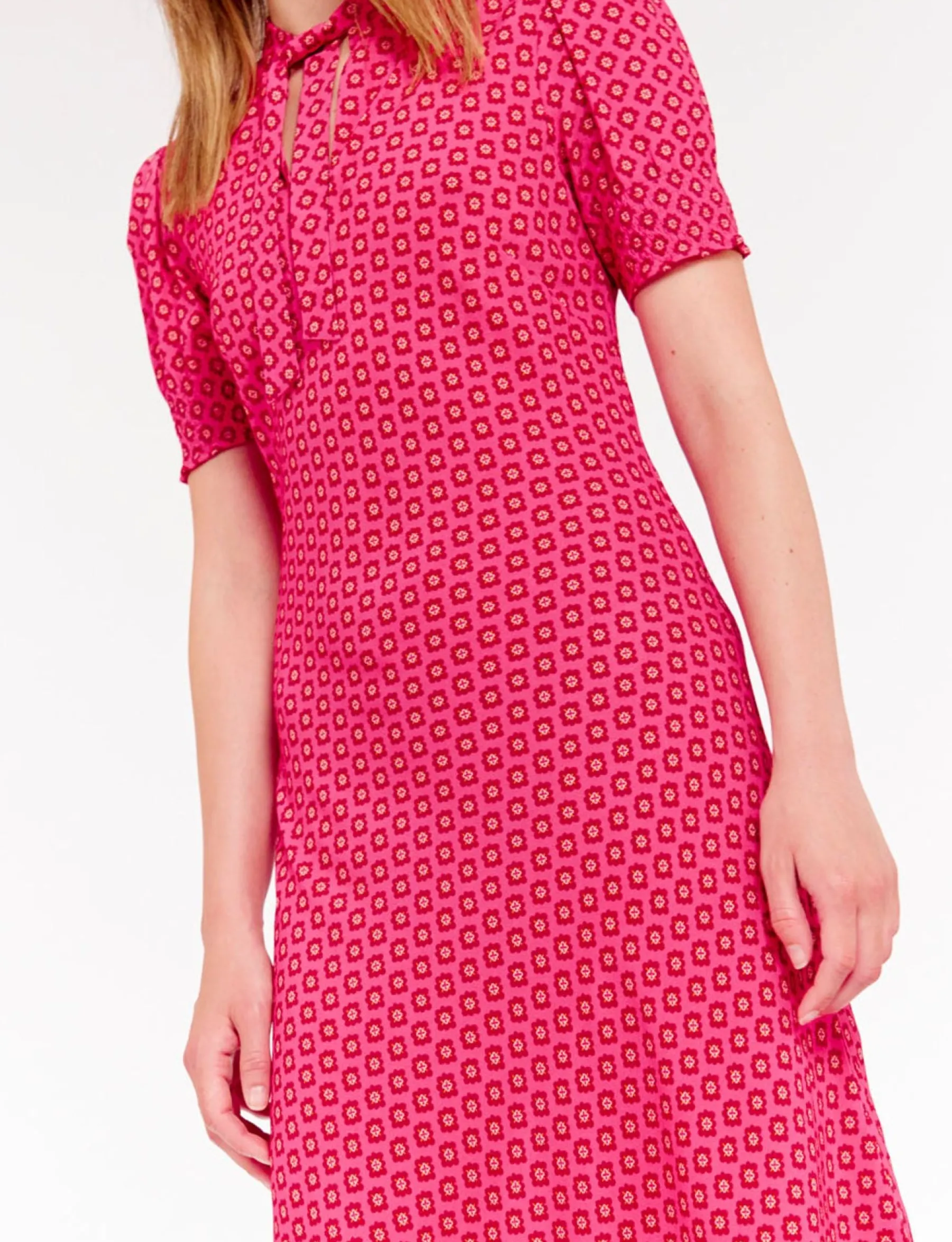 Clearance Ines de la Fressange Paris Cerise long pink print dress