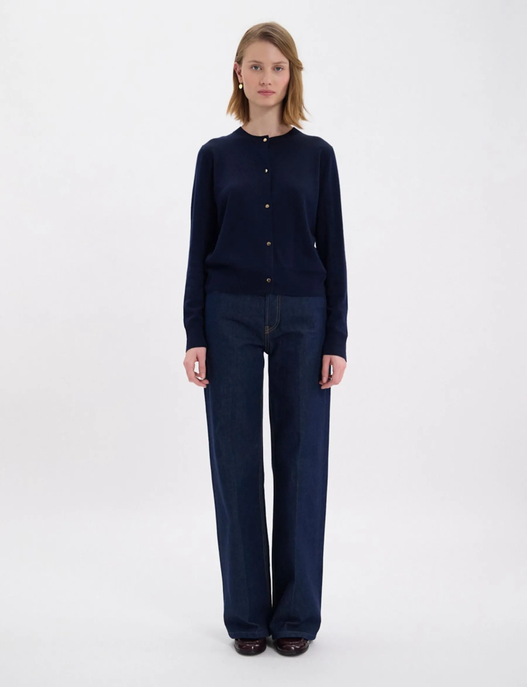 Shop Ines de la Fressange Paris Cesarion navy cardigan