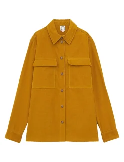 Cheap Ines de la Fressange Paris Chandler ochre velvet shirt
