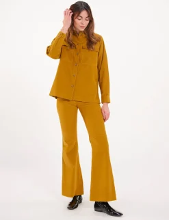 Cheap Ines de la Fressange Paris Chandler ochre velvet shirt