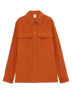 Hot Ines de la Fressange Paris Chandler orange velvet shirt