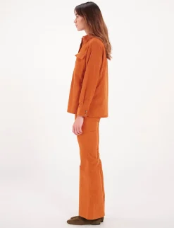 Hot Ines de la Fressange Paris Chandler orange velvet shirt