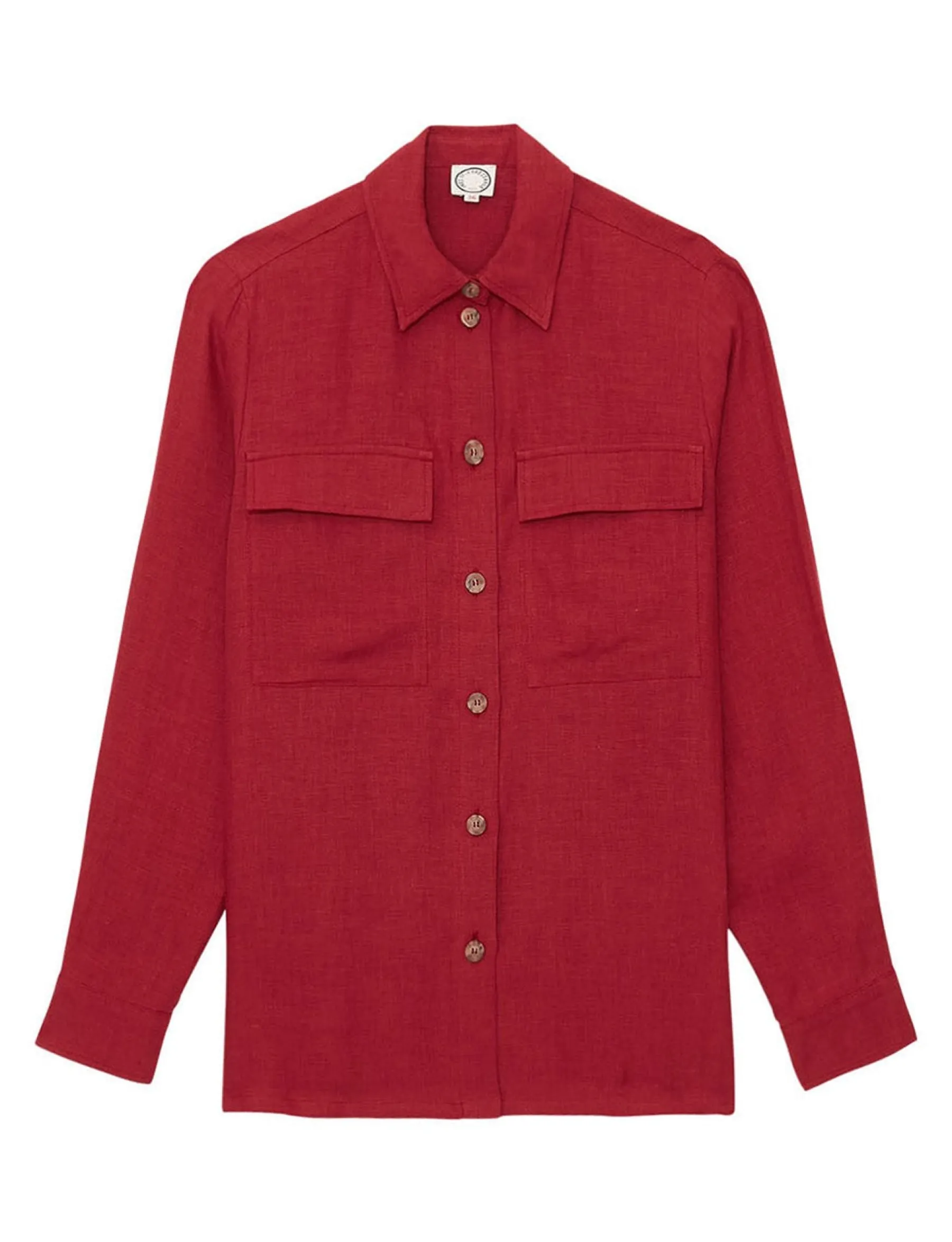 Outlet Ines de la Fressange Paris Chandler shirt in raspberry linen