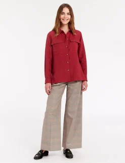 Outlet Ines de la Fressange Paris Chandler shirt in raspberry linen