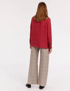 Outlet Ines de la Fressange Paris Chandler shirt in raspberry linen