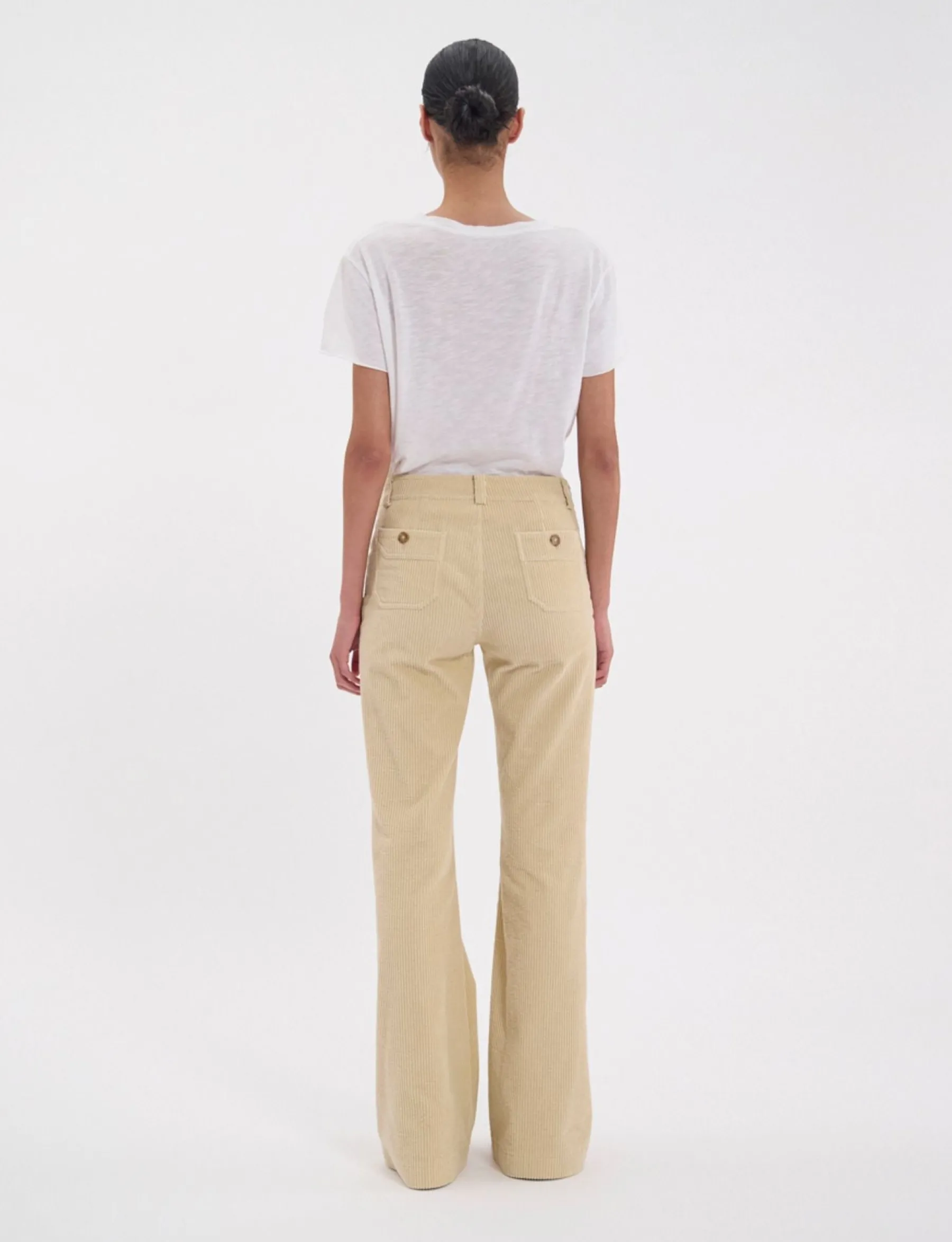 Clearance Ines de la Fressange Paris Charlotte cream corduroy trousers