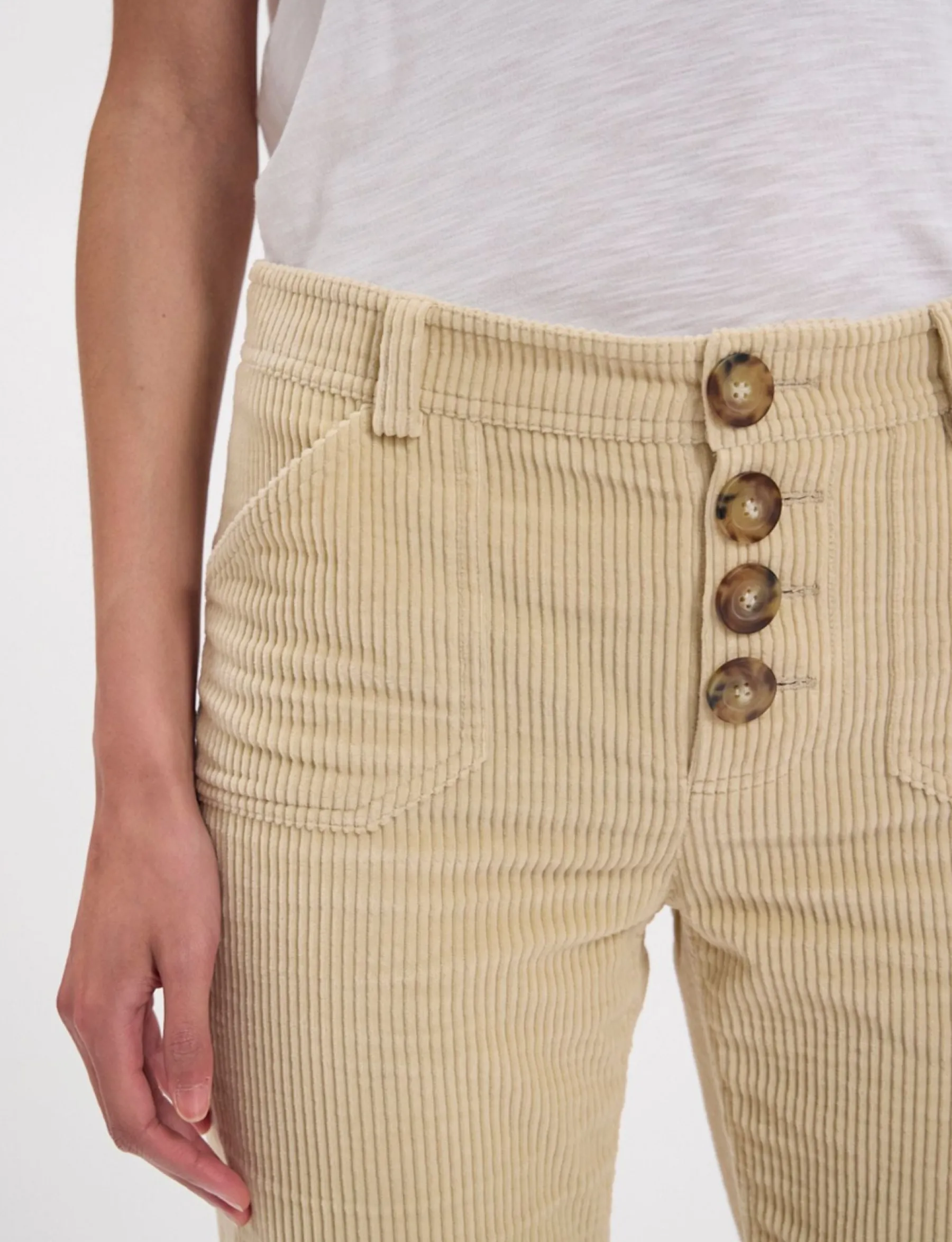 Clearance Ines de la Fressange Paris Charlotte cream corduroy trousers