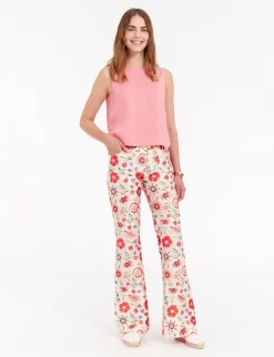 New Ines de la Fressange Paris Charlotte ecru embroidered trousers
